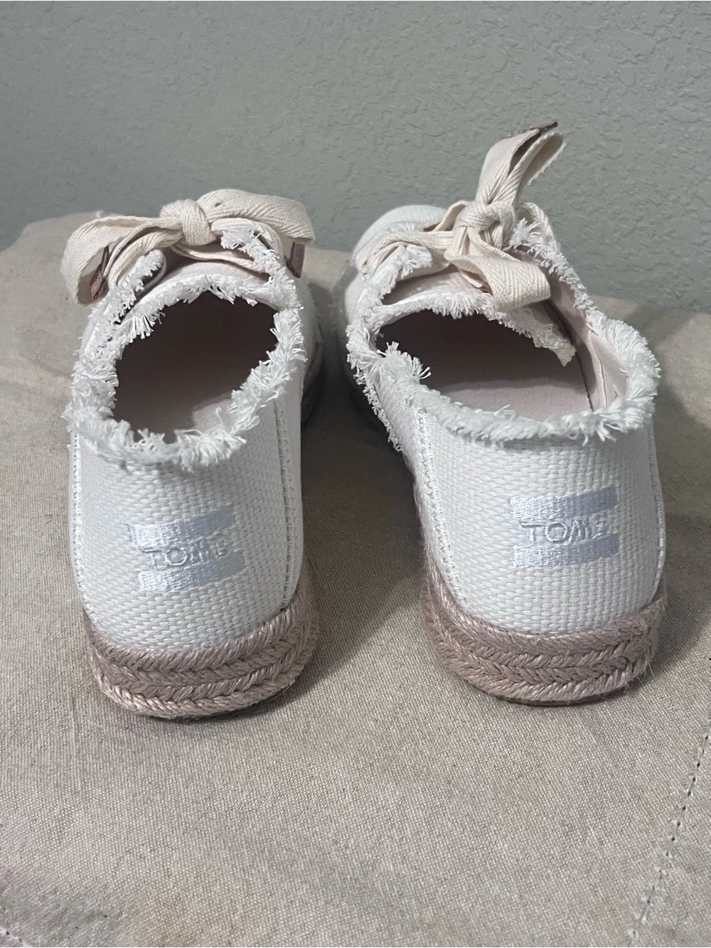 TOMS Cream Frayed Canvas Espadrille Sneakers